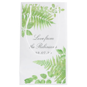 Watercolor Greenery Foliage Wedding Thank You Small Gift Bag