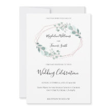 watercolor greenery frame wedding invitation