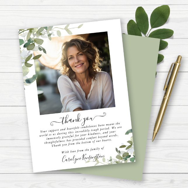 Watercolor Greenery Funeral Thank You (Watercolor Greenery Funeral Thank You Card)