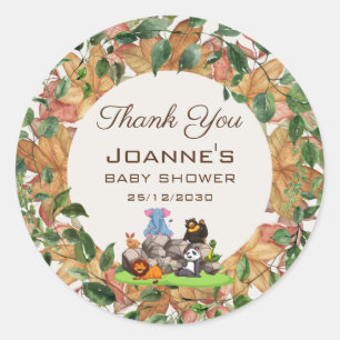 Watercolor Greenery Gender Neutral Baby Shower  Classic Round Sticker
