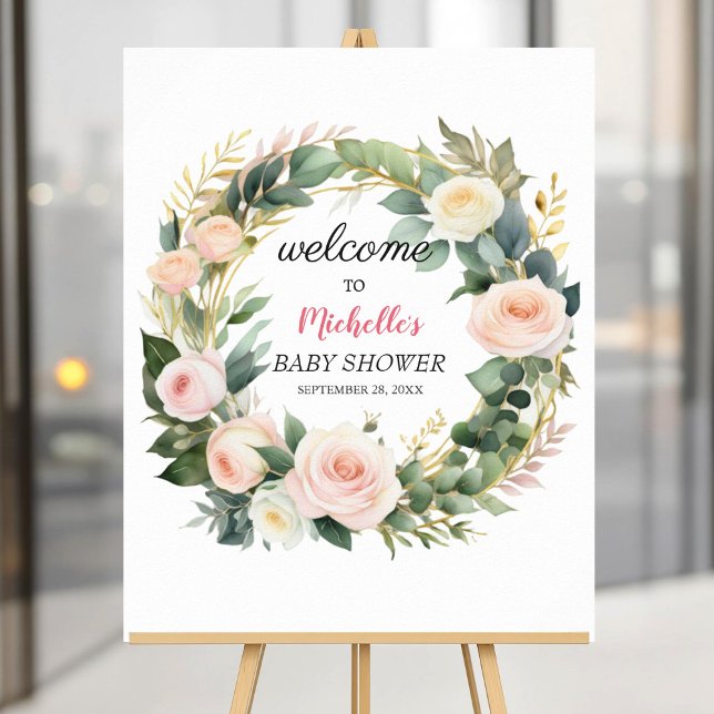 Watercolor Greenery girl baby shower welcome sign  (Creator Uploaded)