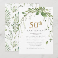 Watercolor Greenery Gold 50th Anniversary