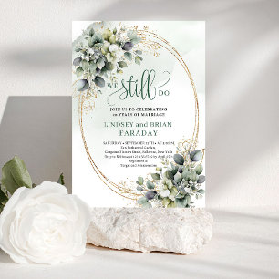 Watercolor Greenery Gold Botanical We Still Do Invitation