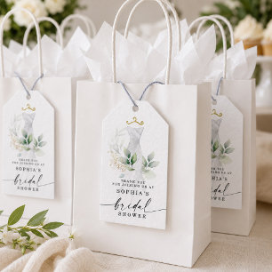 Watercolor Greenery Gold Bridal Shower Favour Gift Tags