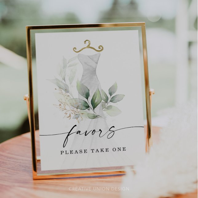 Watercolor Greenery Gold Bridal Shower Favours Sig Poster (Creator Uploaded)