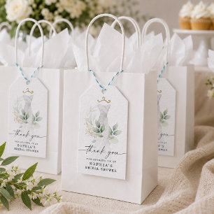 Watercolor Greenery Gold Bridal Shower Thank You Gift Tags