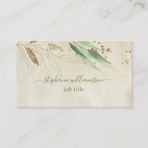 Watercolor  Greenery & Gold Business Card