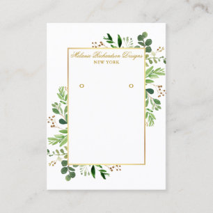 Watercolor Greenery Gold Earring Display Card