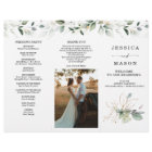 Watercolor Greenery Gold Trifold Wedding Program