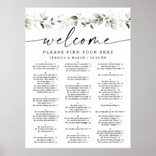 Watercolor Greenery Gold Wedding Seating Chart