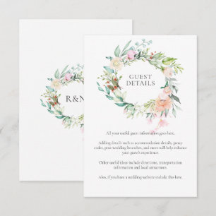Watercolor Greenery  Guest Information Details Enclosure Card