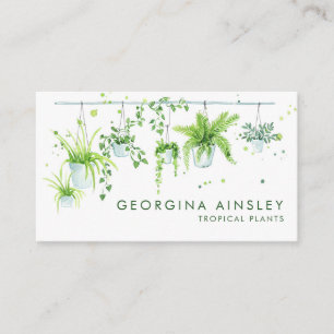 Watercolor Greenery Hanging Houseplants Nursery Business Card