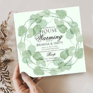 Watercolor Greenery Housewarming  Invitation