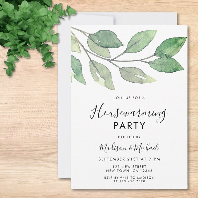 Watercolor Greenery Housewarming  Invitation (Creator Uploaded)