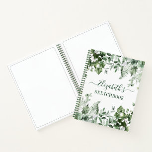 Watercolor Greenery Ivy Ferns Sage Sketchbook Notebook