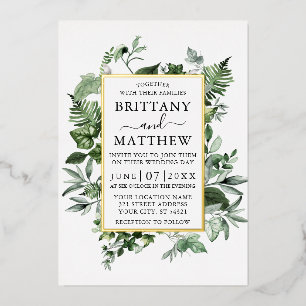 Watercolor Greenery Ivy Ferns Sage Wedding Gold