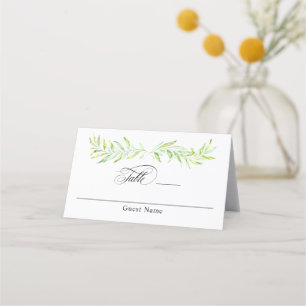 Watercolor Greenery Laurel Wreath Wedding Place Card