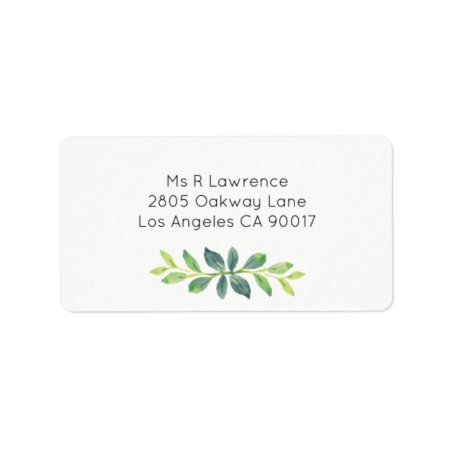Watercolor Greenery Leaves Address Labels (Front)