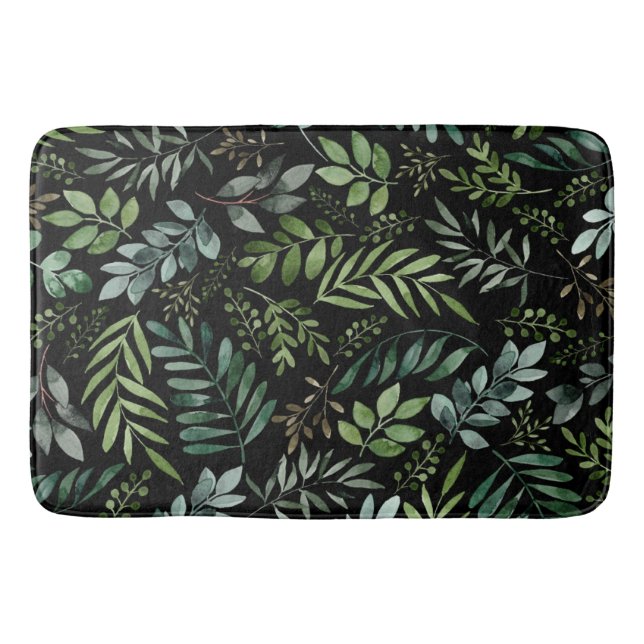 Watercolor greenery leaves   bath mat (Front)