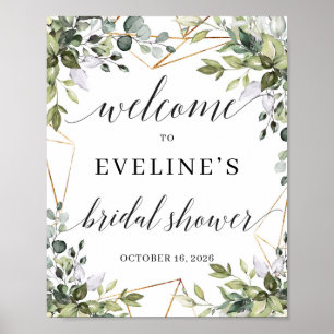 Watercolor Greenery leaves foliage welcome sign