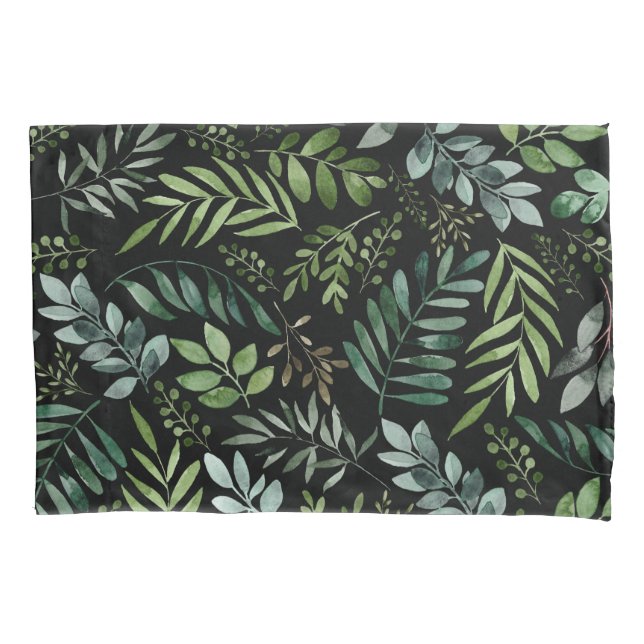 Watercolor greenery leaves   pillowcase (Front)