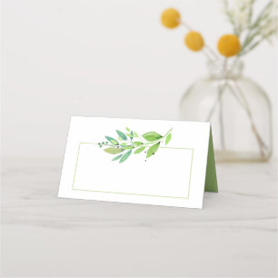 Watercolor Greenery Leaves Place Cards
