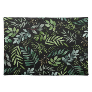 Watercolor greenery leaves   placemat