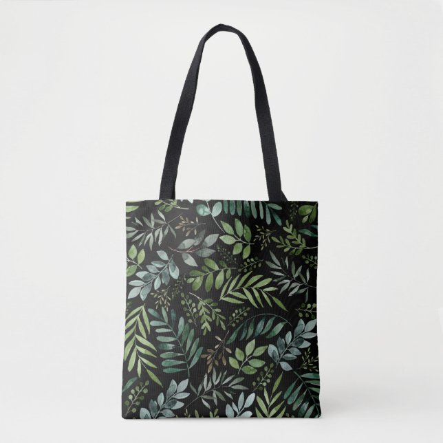 Watercolor greenery leaves  tote bag (Front)