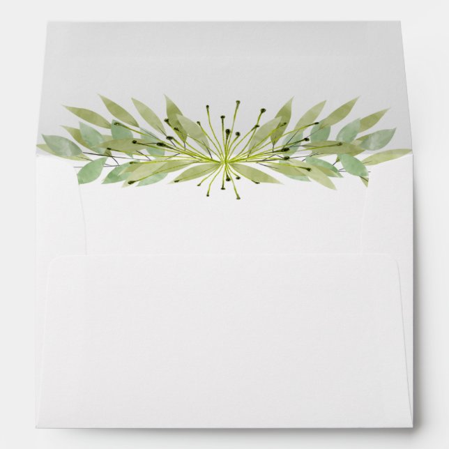 Watercolor Greenery Lined Envelope (Back (Bottom))