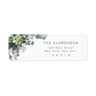 Watercolor Greenery Modern Return Address Label