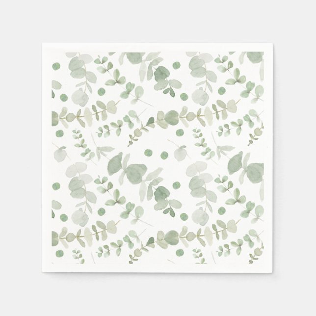 Watercolor Greenery  Napkin (Front)