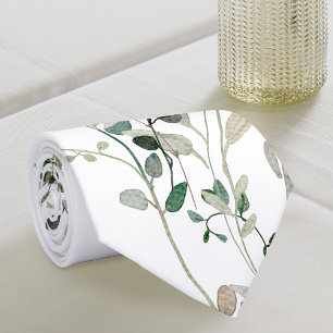 Watercolor greenery neck tie