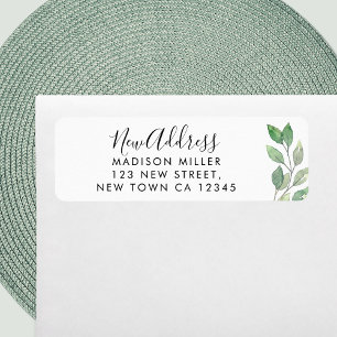Watercolor Greenery New Address Return Address