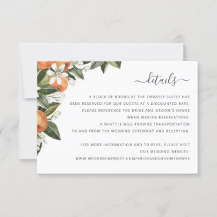 Watercolor Greenery Orange Blossom Leaves Details Invitation