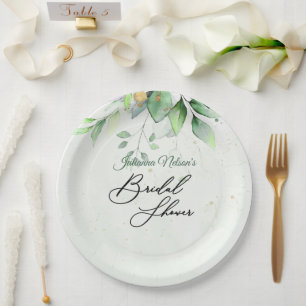 Watercolor greenery paper plates