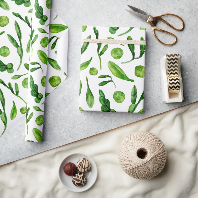 Watercolor greenery pattern. Botanical floral Wrapping Paper (Crafts)