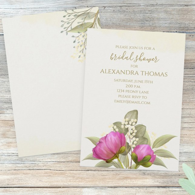 Watercolor Greenery Peony Floral Watercolor Invitation (Creator Uploaded)