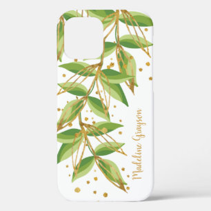Watercolor Greenery Personalised iPhone 12 Case