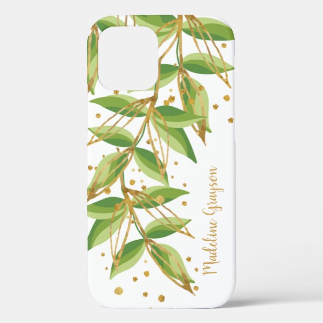 Watercolor Greenery Personalised Case-Mate iPhone Case (Back)