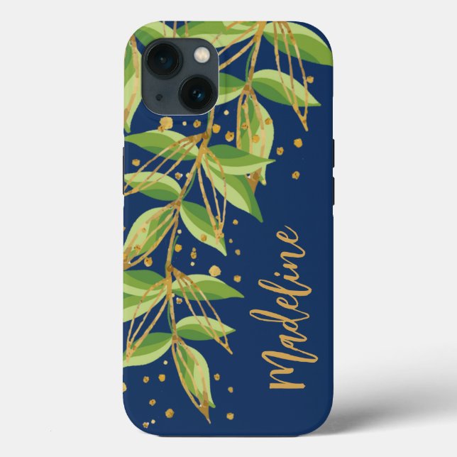 Watercolor Greenery Personalised Case-Mate iPhone Case (Back)