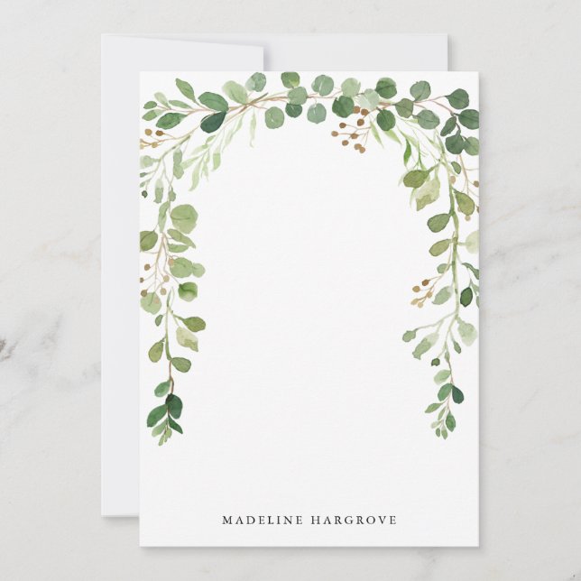 Watercolor Greenery | Personalised Stationery (Front)