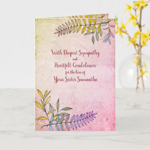 Watercolor Greenery Personalised Sympathy Card