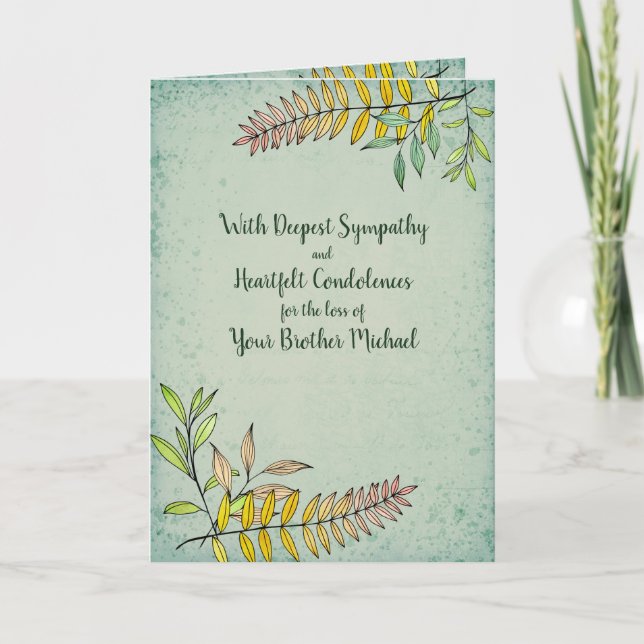 Watercolor Greenery Personalised Sympathy Card (Front)