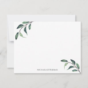 Watercolor Greenery Personalize and Monogram Card