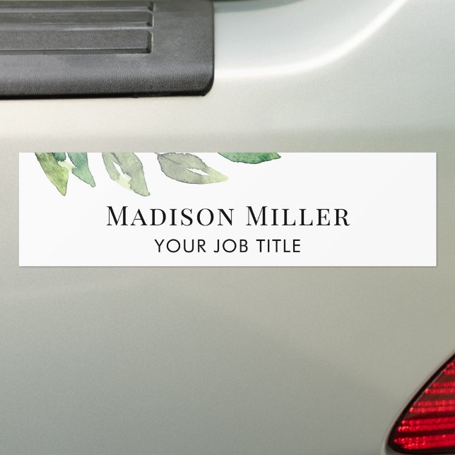 Watercolor Greenery Personalized  Bumper Sticker (Creator Uploaded)