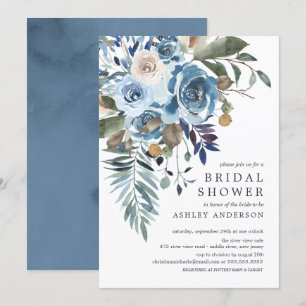 Watercolor Greenery & Pink Floral Bridal Shower Invitation