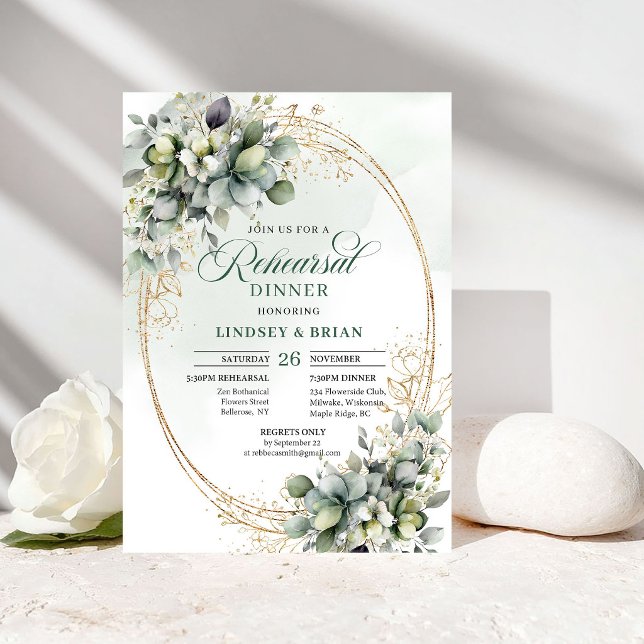 Watercolor Greenery Rehearsal Dinner Invitation (Watercolor Greenery Rehearsal Dinner Invite)