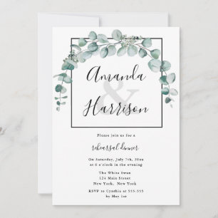 Watercolor Greenery Rehearsal Dinner Invitations