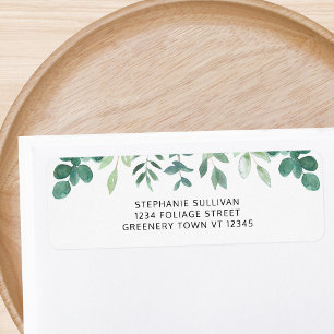 Watercolor Greenery Return Address