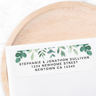 Watercolor Greenery Return Address